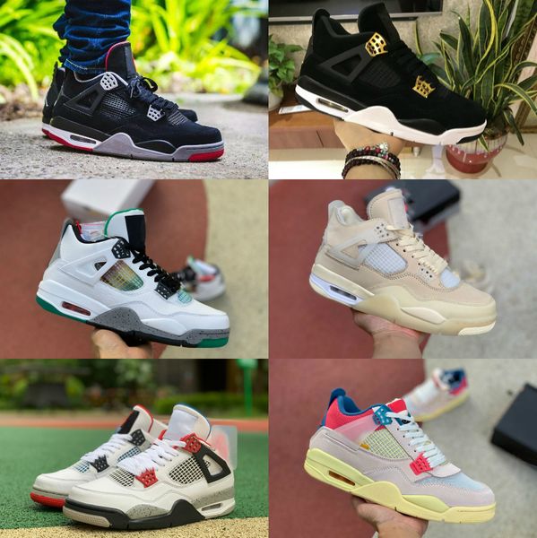 

new 4 4s basketball shoes men women new cream sail the white cement bred court purple union la guava ice rasta pale citron sports shoes