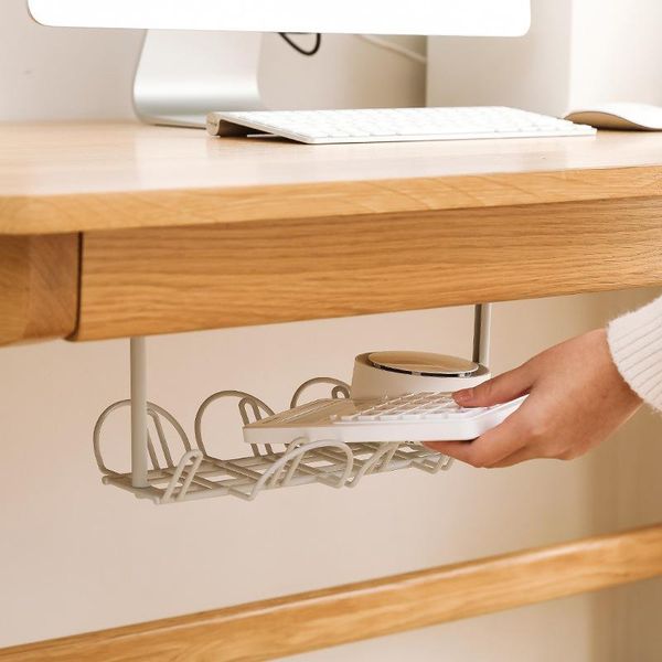 

hooks & rails under storage table rack cable tray management strip power adapter organizer shelf home living room