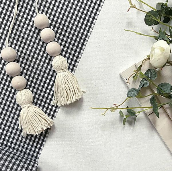 Tassel Wood Decor Decor Cleans Pure Handmade Натуральный Хлопок Веревка Деревянная Деревянная Деревянная Деревянная Деревянная Деревянная Ручка Дверной Руч на украшение 2 Шт. / Комплект YL365