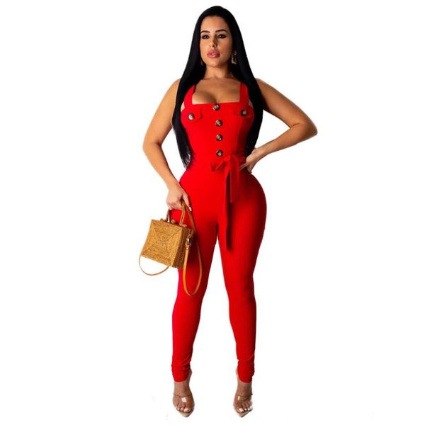 

women's jumpsuits & rompers 2021 women summer solid spaghetti strap high waist sashes jumpsuit sleeveless night club party romper plays, Black;white