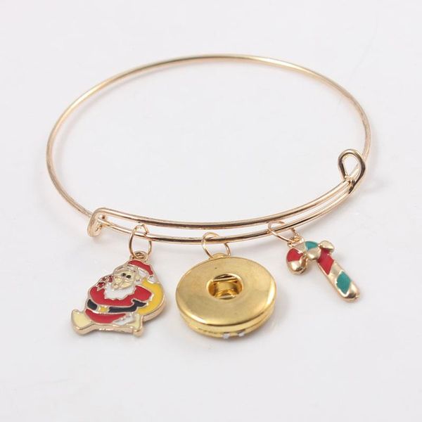 

bangle wholesale diy jewelry christmas enamel charm adjustable wire 18mm snap bracele&bangle for gift, Black