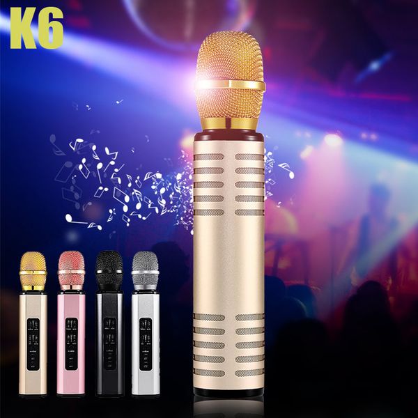 Новый K6 Bluetooth микрофон портативный портативный портативный беспроводной KTV Sing Karaoke Player громкоговоритель MIC динамик для iPhone 13 12 Pro Max Plus Smartphone VS Q7 V9