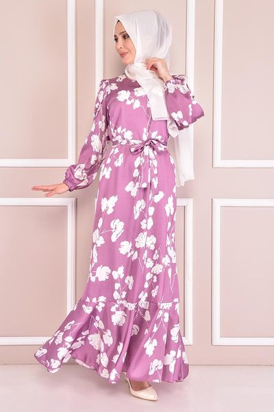 

ethnic clothing satin dress lila nev14749, Red