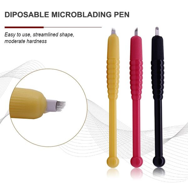 

10pcs sterile microblading manual disposable pen with needles eyebrow tattoo permanent makeup 9pin/12pin/18u shape needles blade
