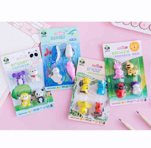 

creative cute animal monkey panda rabbit eraser set student christmas gift final prize