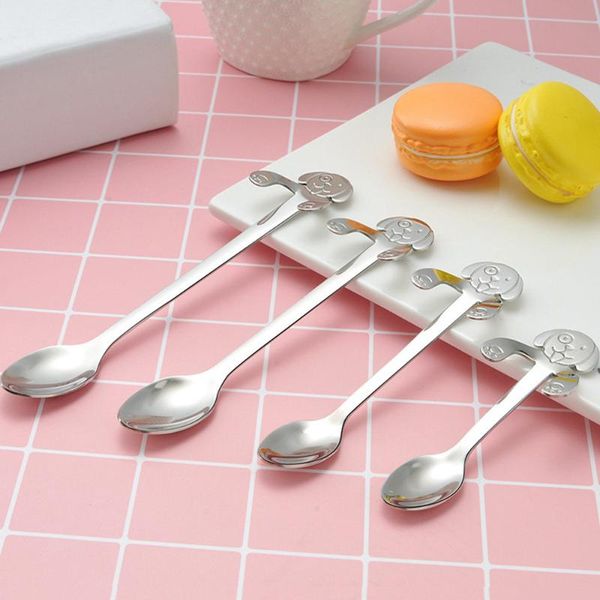 

spoons 1 pc creative spoon puppy coffee stainless steel cartoon dog long handle flatware drinking tools