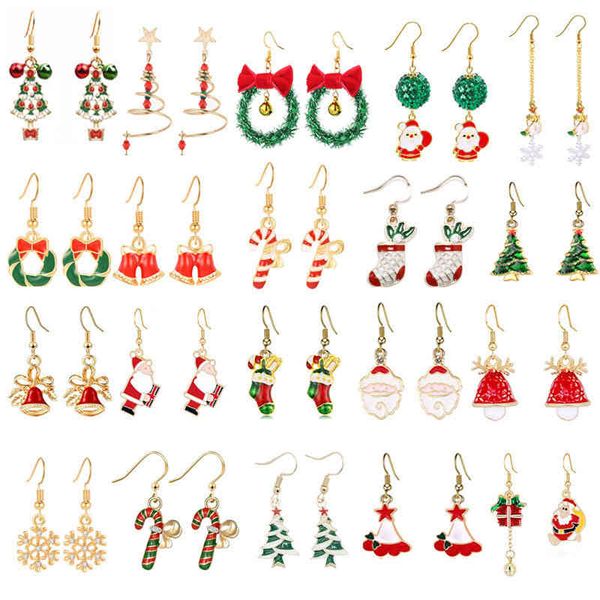

christmas earring set new old man bell crutch snowflake grass earring jewelry combination female earrings