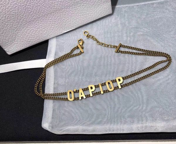 

fashion initial letter choker necklace bijoux cuban link iced out pendant chains for lady womens party wedding lovers gift jewelry with box, Golden;silver
