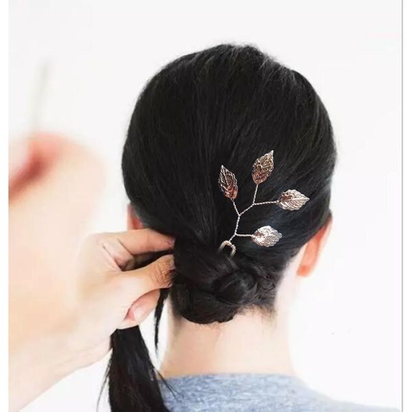 

luxury handmade leaves hair pin clip crystal rhinestone wedding hairpins sticks for women girls hair styling jewelry acc jlllkq, Silver