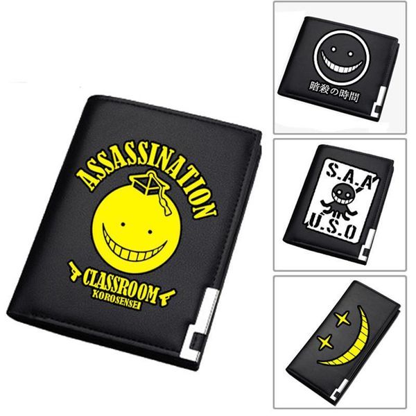 

assassination classroom print short wallet cartoon women long purse pu leather anime card holders money bag, Red;black