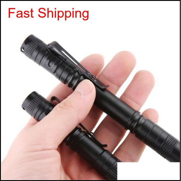

led strong light flashlight pens shape electric torch waterproof flashlights pen lamp clasp clip outdoor p qylrux homebag
