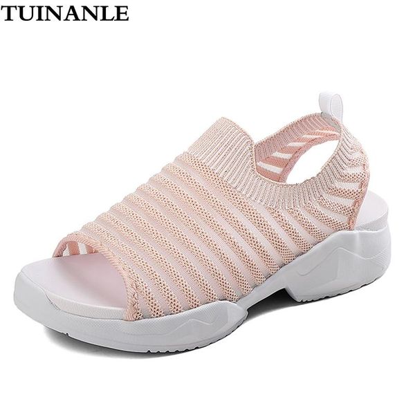

tuinanle gladiator platform women's sandals 2021 summer gingham shoes women quality mesh sandals for women sandalias de mujer, Black
