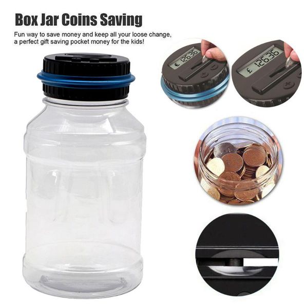 

storage bags money saving jar clear digital piggy bank coin savings counter lcd counting change gift for child us dollar gbp eur