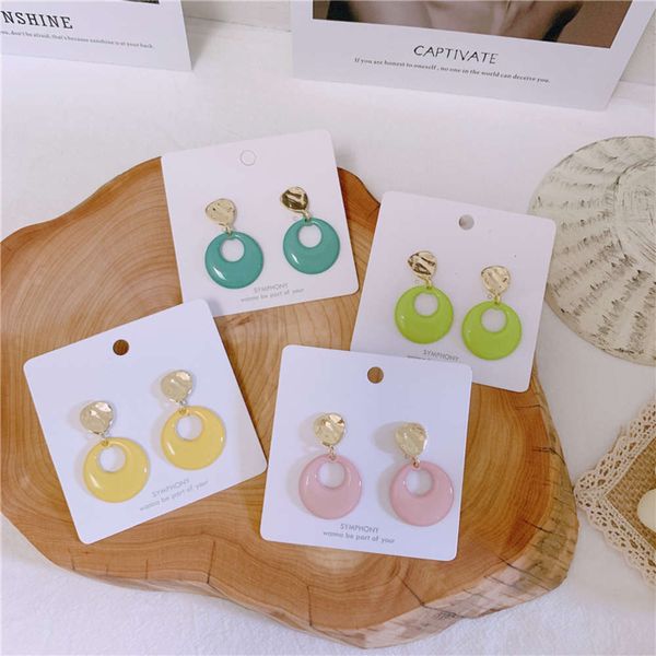

hbp fashion s925 silver needle korean oil dripping round hollow metal earrings