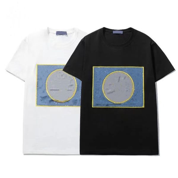 

european station summer t shirts net red with the same streetwear letter embroidery v short-sleeved cotton wild fashion couple t-shirt for m, White;black