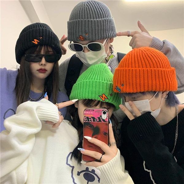 

beanies winter korean version of the ins wool knit hat outdoor wild windproof warm letter men and women melon leather