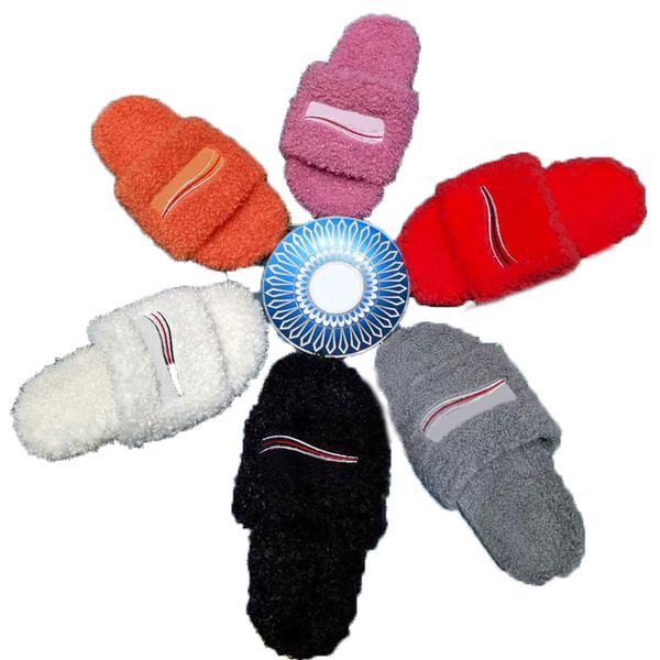 

winter men cartoon slippers l bedroom fashion lazy black white letter women designer shoes flat lady 100% keep warm wool flops large size 35