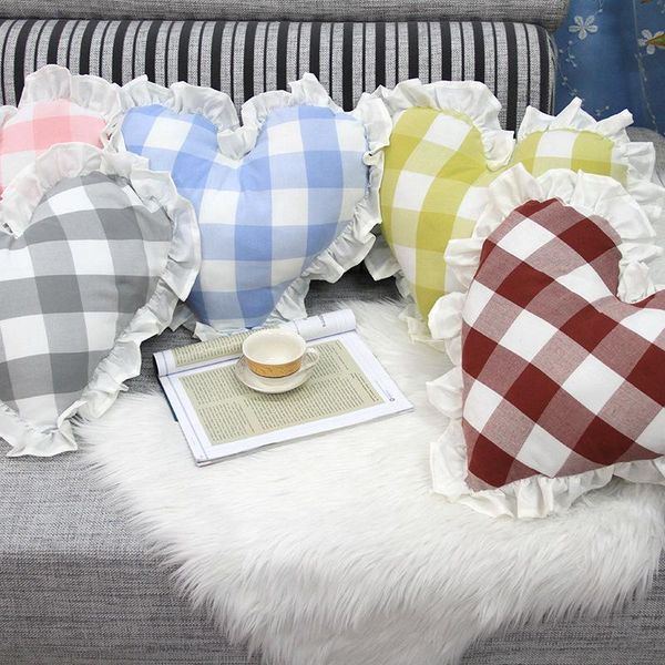 

cushion/decorative pillow 1 piece european modern style love - shapes of plaid lotus leaf lace pillowcase princess sofa cushion cover