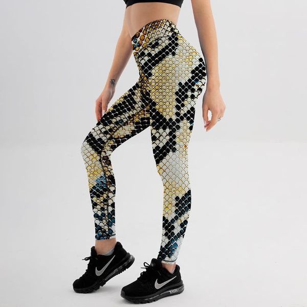 

women's leggings high waist for fitness ladies snake print gym sports workout push up female leggins, Black