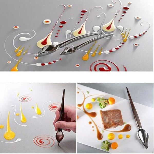 

1pcs stainless steel diy creative deco spoon decorate draw tool sauce dressing plate dessert bakeware cake spoons tools