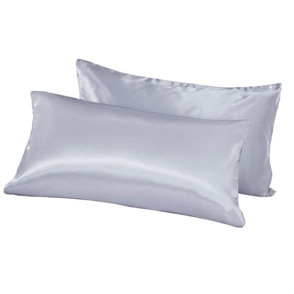

cushion/decorative pillow 1pair pillowslip polyester double case charmeuse cover for bed supplies (silver 66x51cm)