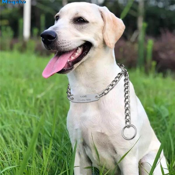 

dog collars & leashes mogoko 1x personalized custom stainless iron training chain pet choke collar puppy p engrave name phone