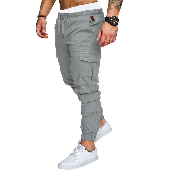 

men's pants men cargo joggers sweatpants casual male sportswear solid multi-pocket trousers hip hop harem, Black