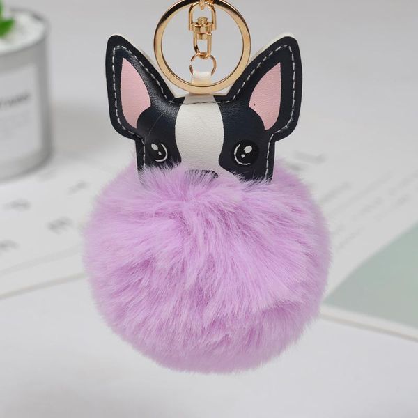 

keychains plush dog pompom key chain faux fur ball rings animal bird women car bag jewelry keyring holder c001, Silver