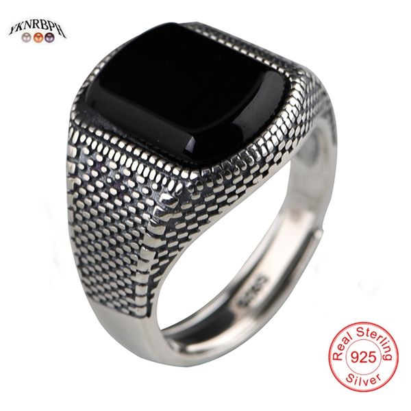 

yknrh s925 sterling silver retro ring men's boutique generous agate open rings 211217, Slivery;golden