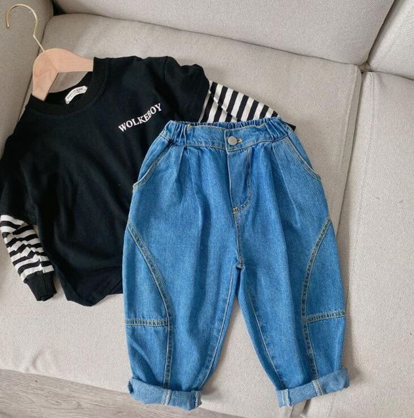 

jeans 2021 style girls boys denim long pants autumn fashion kids ants, Blue