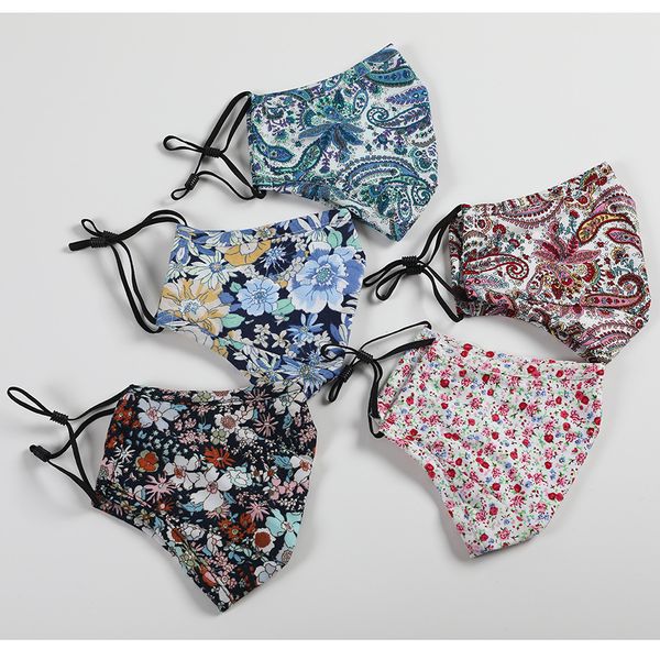 

summer thin printed cotton washable ear rope anti haze sunscreen mask pm2.5 filter