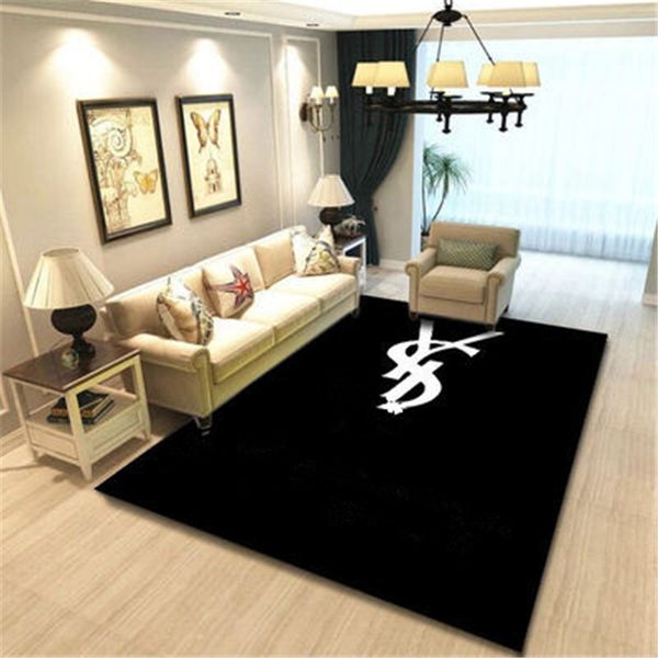 

home bedroom carpet luxury designer foot rug classic style l letter printed no-slip door mat
