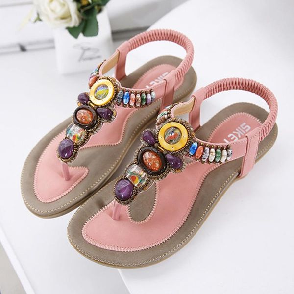 

sandals flat ladies bohemia beach flip flops shoes gladiator women sandles, Black