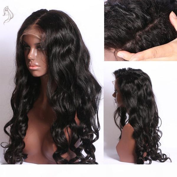 

women black brazilian body wave wigs black synthetic glueless full lace front wig with baby hair fzp30
