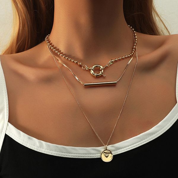 

jewelry trend necklace pendant multi-layer chain alloy jewelry, Silver