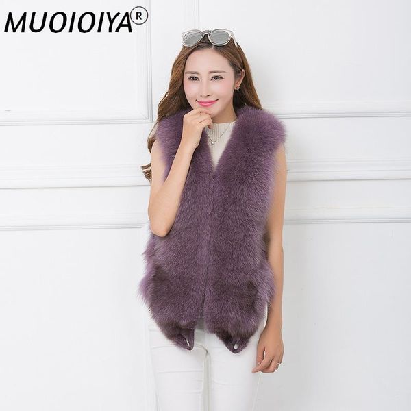 

women's fur & faux 100% natural vest luxury women's waistcoat real coat female jacket winter sleeveless outerwear wyq830, Black
