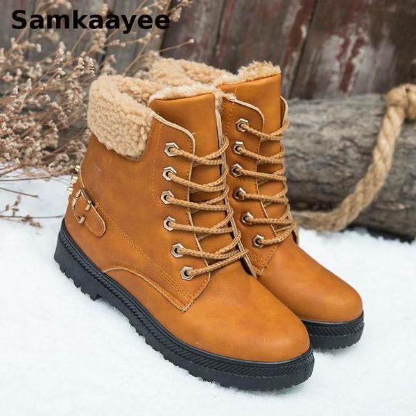 

boots plus size 35-44 women winter female ankle snow botas mujer flat leather shoes waterproof non-slip couple booties 42, Black