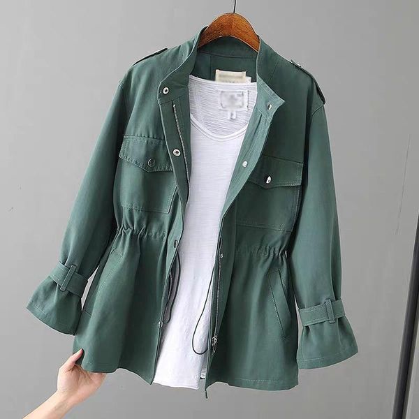 

women's trench coats autumn 2021 stand-up collar windbreaker jacket korean version of all-match loose fashion lining clothes, Tan;black