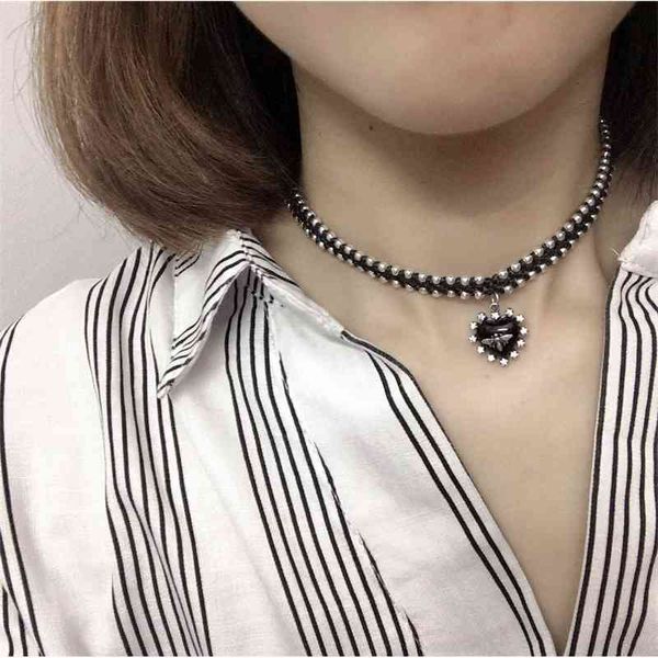 

new s925 silver bead necklace black zircon bee pendant hand made with wax rope