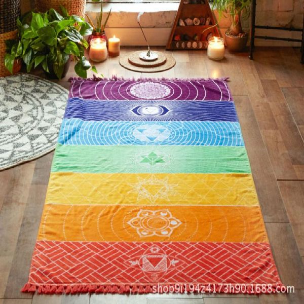 

towel 2021 square rainbow beach seven color series, shawl, tapestry, bath