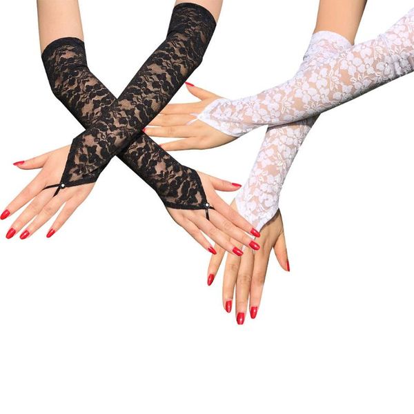 

other event & party supplies 1pair dress lace glove women solid floral print fingerless gloves stretch arm elbow summer sunscreen mittens