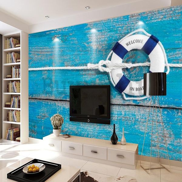 

wallpapers custom wallpaper fresco 3d po mural lifebuoy mediterranean style tv background wall paper papel de parede