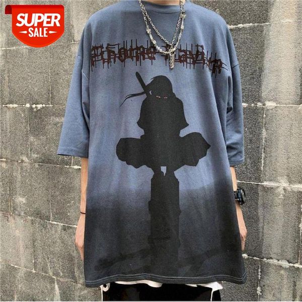 

compassionate men's dark decadent short-sleeved ins original anime naruto clothes uchiha itachi loose half-sleeved t-shirt #j789, White;black