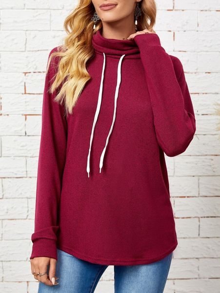 

emery rose raglan sleeve drawstring cowl neck sweatshirt d9p9#, White;black