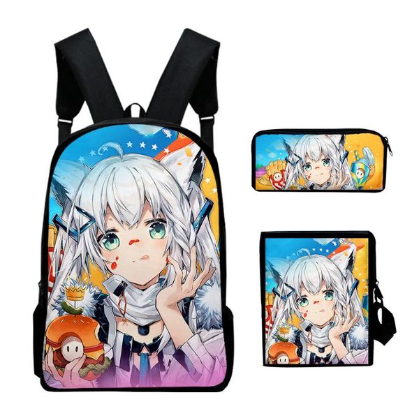 

backpack 2021 3d hololive uruha rushia school bag student children youth three-piece pencil case