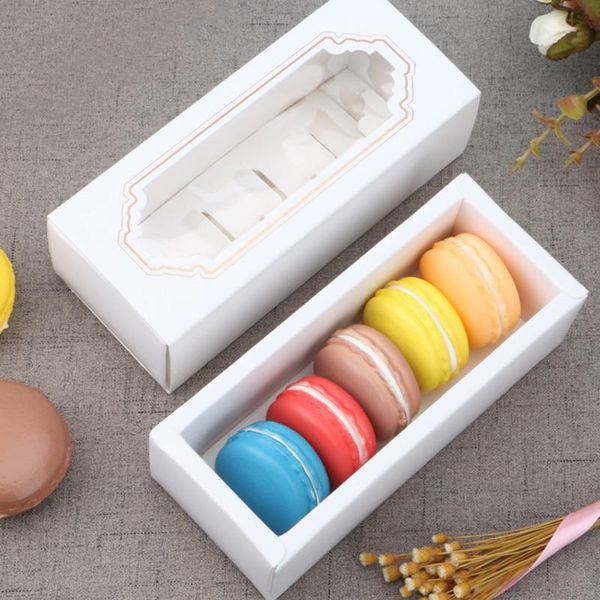 

gift wrap cookie boxes with window transprent dessert box cake paper for 5 macarons packaging wedding treat