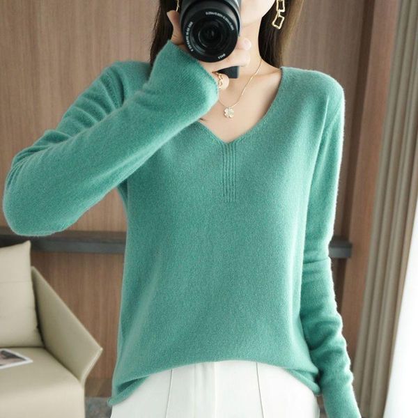 

women's sweaters v-neck knitted cashmere sweater thick warm all-match pullover ladies korean long-sleeved slim bottoming, White;black