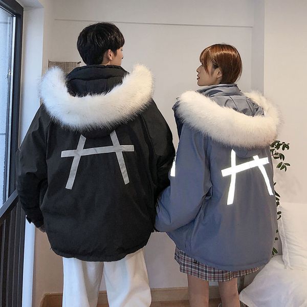

women's down & parkas great coated cotton skin coat bread clothes reflexive cotton-padded jacket men's and jackets sgwn, Black