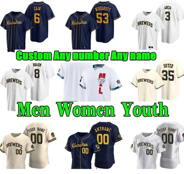 

2021 milwaukee men women youth kids baseball jerseys 22 christian yelich 8 ryan braun 12 justin smoak lorenzo robin eric yardley jersey, Blue;black