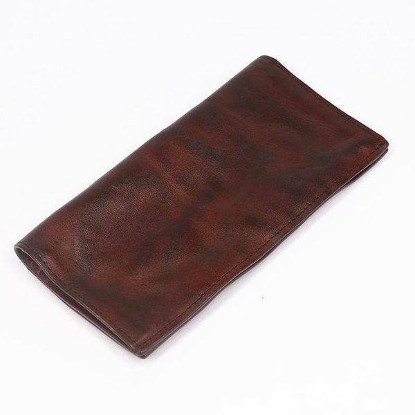 

wallets 100% genuine leather wallet for men male vintage cowhide men's long bifold purse with card holder zipper coin pocket bag, Red;black